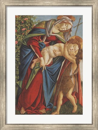 Framed Madonna with Child Embracing the Young St John Print