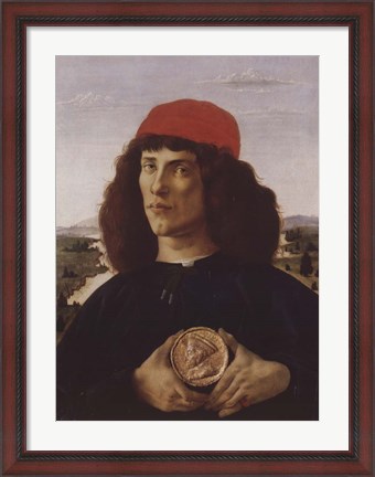 Framed Portrait of a Man with a Medal of Cosimo the Elder Print