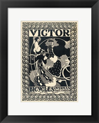 Framed Victor Bicycles (vertical, monochrome) Print