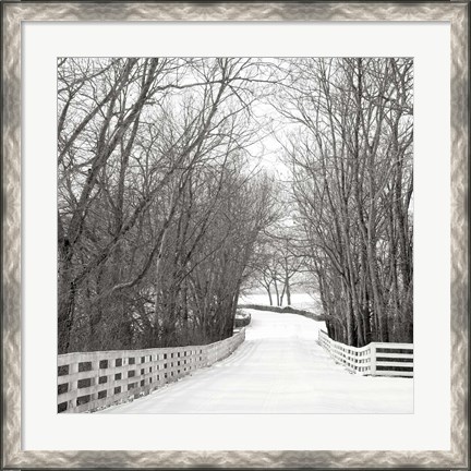 Framed Country Lane in Winter Print