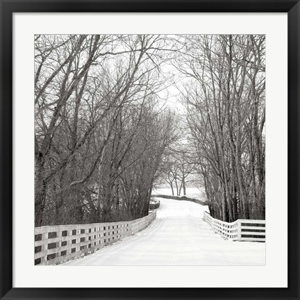 Framed Country Lane in Winter Print