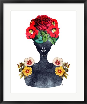 Framed Flower Crown Silhouette III Print