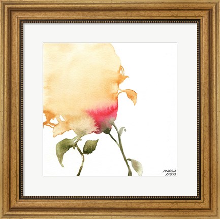 Framed Watercolor Floral Yellow and Red I Print