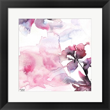 Framed Watercolor Floral Pink Purple Trio II Print