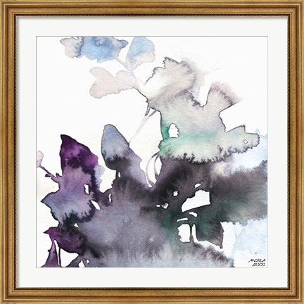 Framed Watercolor Floral Pink Purple Trio III Print
