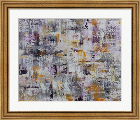 Framed Gold Purple Grey Abstract Print