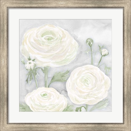 Framed Peaceful Repose Floral on Gray I Print