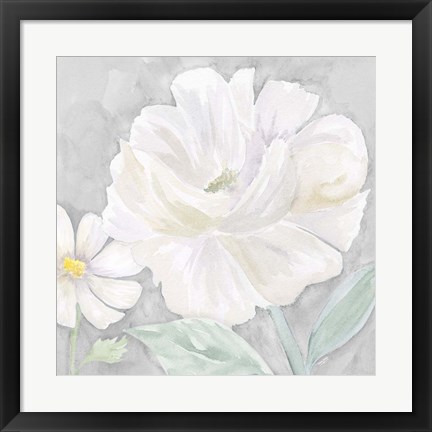 Framed Peaceful Repose Floral on Gray IV Print