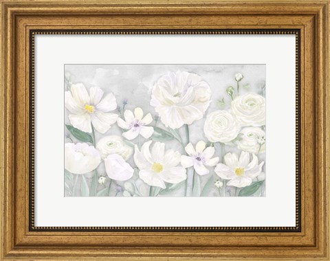 Framed Peaceful Repose Gray Floral Landscape Print