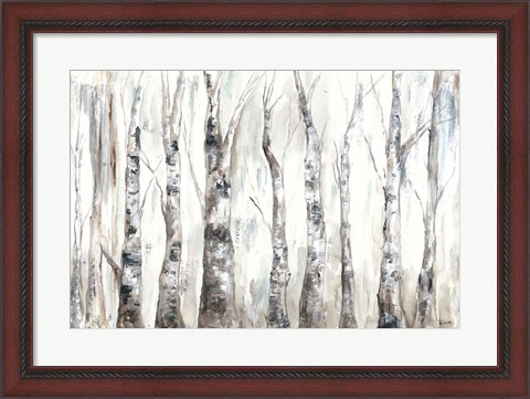 Framed Winter Aspen Trunks Neutral Print
