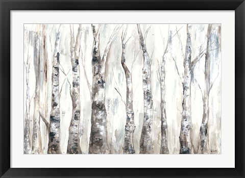 Framed Winter Aspen Trunks Neutral Print