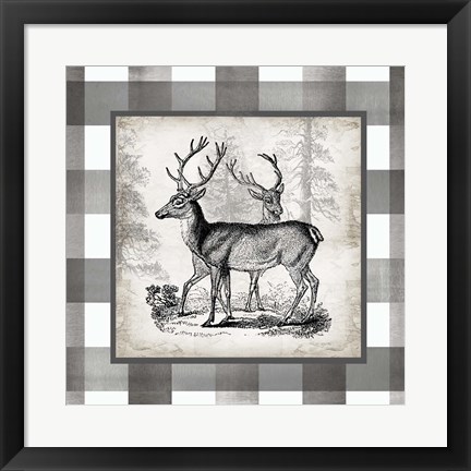 Framed Buffalo Check Deer Neutral II Print