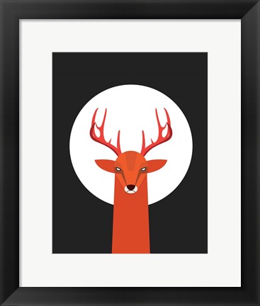Framed Deer &amp; Moon Print