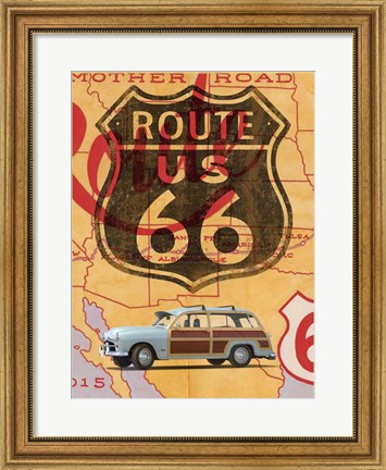 Framed Route 66 Vintage Postcard Print