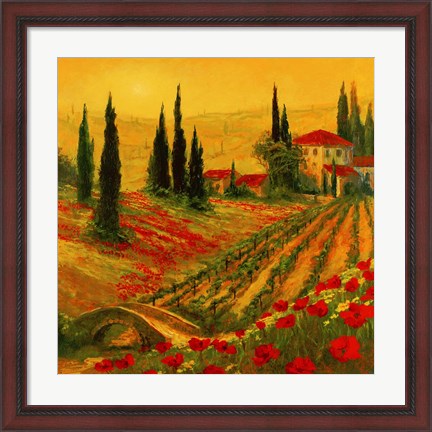 Framed Poppies of Toscano I Print