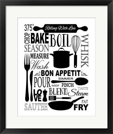 Framed Culinary Love 1 (black &amp; white) Print