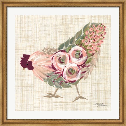 Framed Botanical Rooster II Print
