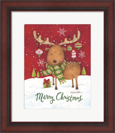 Framed Merry Christmas Reindeer Print