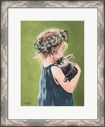 Framed Girl with Bunny Print