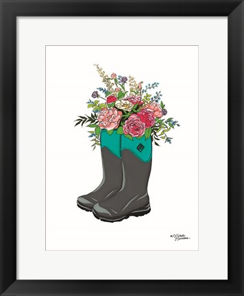 Framed Floral Boots Print