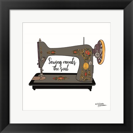 Framed Sewing Mends the Soul Print