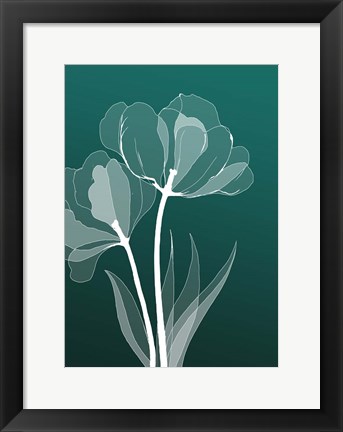 Framed X-ray Flowers Green Print