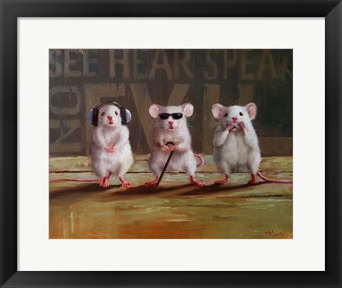 Framed Three Wise Mice Print