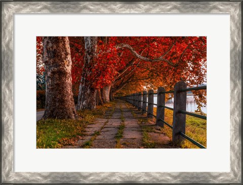 Framed Walk by the River Print