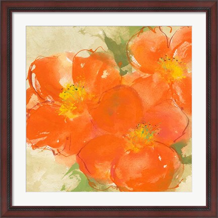 Framed Tangerine Poppies II Print