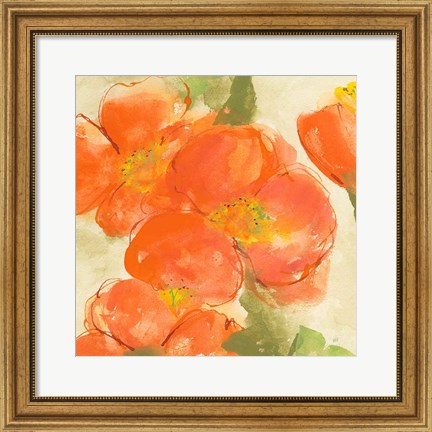 Framed Tangerine Poppies I Print