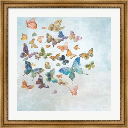 Framed Beautiful Butterflies v3 Sq Light Print