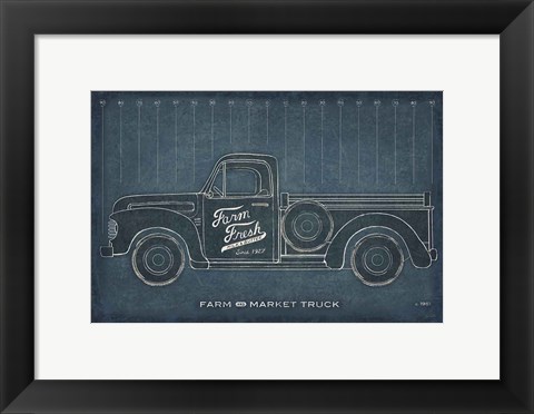 Framed Farm Truck Blueprint Print