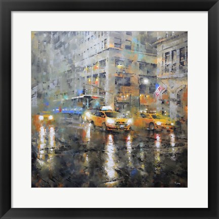 Framed Manhattan Orange Rain Print