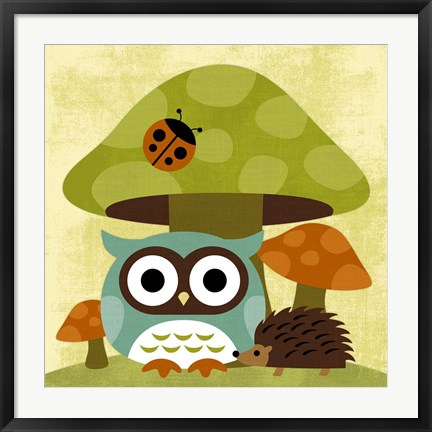 Framed Owl and Hedgehog Print