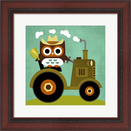 Framed Owl on Tractor Print