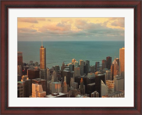 Framed Sunset in Chicago Print