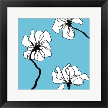 Framed Flowers in Blue 2 Print