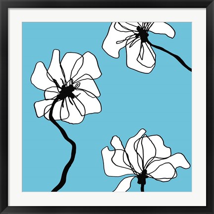 Framed Flowers in Blue 2 Print