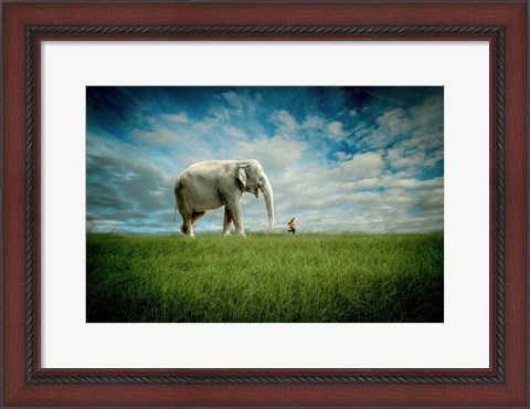 Framed Elephant Follow Me Print