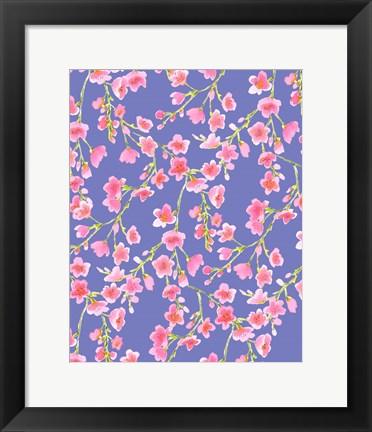 Framed Cherry Blossom Blue Print