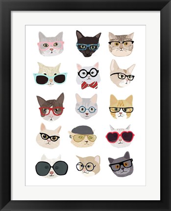 Framed Cats with Glasses Print