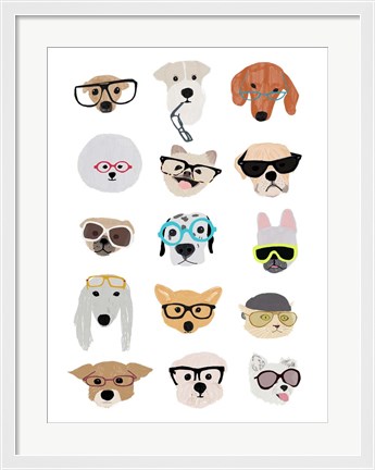 Framed Dogs with Glasses Print