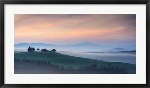 Framed Capella di Vitaleta at Dawn - Tuscany I Print