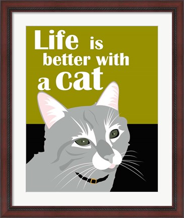 Framed Life is Better with a Cat Print