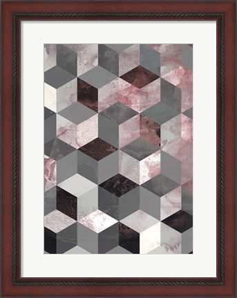 Framed Cubes Rose Print