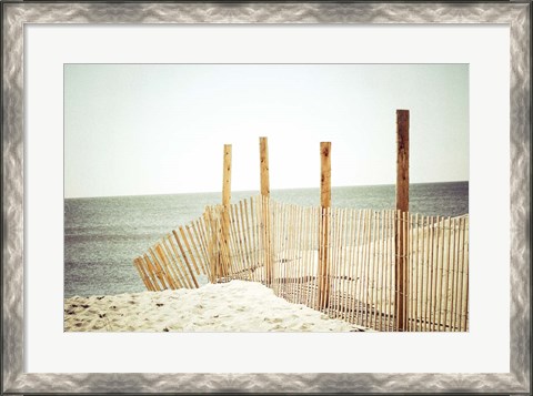 Framed Wooden Beach Fence Print