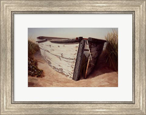 Framed White Boat II Print