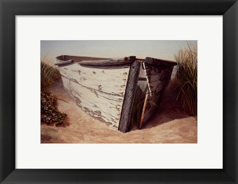 Framed White Boat II Print