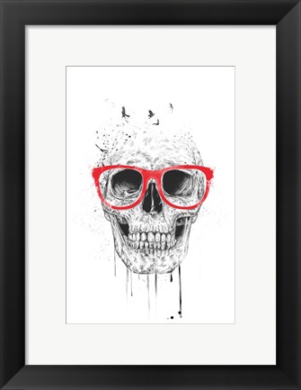 Framed Skull With Red Glasses Print
