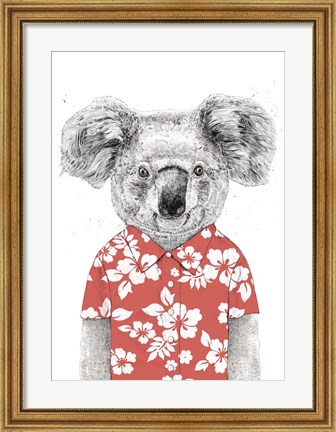 Framed Summer Koala (Red) Print